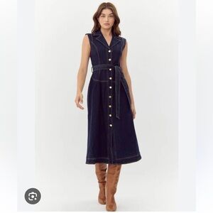 Adelyn Rae Navy Sleeveless Midi Dress